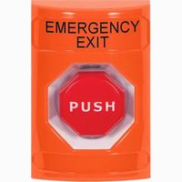 Safety Technology SS2508EX-EN | Orange No Cover Pneumatic (Illuminated) Stopper Station with EMERGENCY EXIT Label English