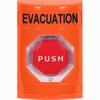 Safety Technology SS2509EV-EN | Orange No Cover Turn-to-Reset (Illuminated) Stopper Station with EVACUATION Label English