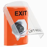 Safety Technology SS2523XT-EN | Orange Indoor Only Flush or Surface Key-to-Activate Stopper Station with EXIT Label English
