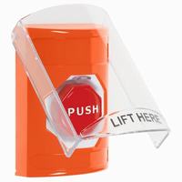 Safety Technology SS2528NT-EN | Orange Indoor Only Flush or Surface Pneumatic (Illuminated) Stopper Station with No Text Label English