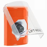 Safety Technology SS25A3NT-EN | Orange Indoor Only Flush or Surface with Horn Key-to-Activate Stopper Station with No Text Label English