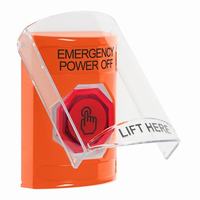 Safety Technology SS25A7PO-EN | Orange Indoor Only Flush or Surface with Horn Weather Resistant Momentary (Illuminated) with Red Lens Stopper Station with EMERGENCY POWER OFF Label English