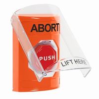 Safety Technology SS25A9AB-EN | Orange Indoor Only Flush or Surface with Horn Turn-to-Reset (Illuminated) Stopper Station with ABORT Label English