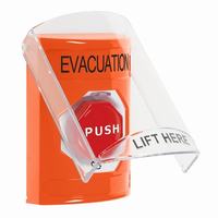 Safety Technology SS25A9EV-EN | Orange Indoor Only Flush or Surface with Horn Turn-to-Reset (Illuminated) Stopper Station with EVACUATION Label English