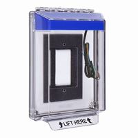 Safety Technology STI-14330NB | Universal Stopper Low Profile Cover Enclosure Flush Back Box and Hood with Horn and Relay - No Label - Blue