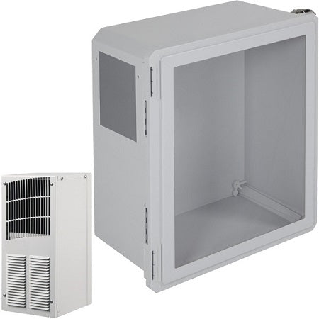 Safety Technology EF201610-W1 | Fiberglass Enclosure With Air Conditioner 20 X 16 X 10 With Window - Non-Returnable