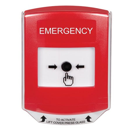 Safety Technology GLR0A1EM-EN | Red Indoor Only Shield With Sound Key-To-Reset Push Button With Emergency Label English