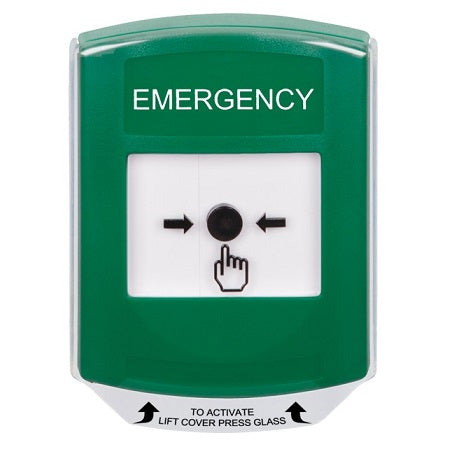 Safety Technology GLR1A1EM-EN | Green Indoor Only Shield With Sound Key-To-Reset Push Button With Emergency Label English