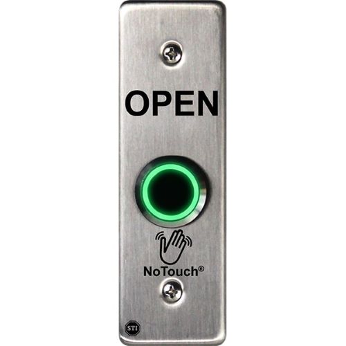 Safety Technology NT-SS002-EN | NoTouch Stainless Stopper Station Steel IR Switch, Slim/Mullion Mount, Back Box, OPEN