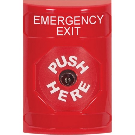 Safety Technology SS2000EX-EN | Red No Cover Key-To-Reset Stopper Station With Emergency Exit Label English