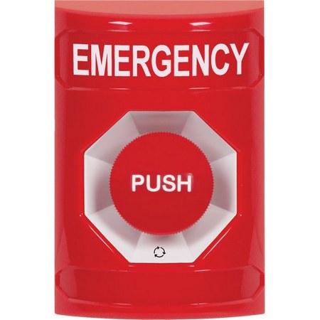 Safety Technology SS2001EM-EN | Red No Cover Turn-To-Reset Stopper Station With Emergency Label English