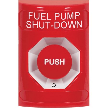 Safety Technology SS2001PS-EN | Red No Cover Turn-To-Reset Stopper Station With Fuel Pump Shut Down Label English
