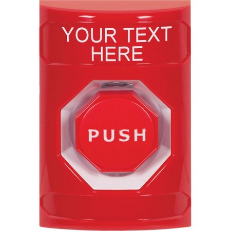 Safety Technology SS2005ZA-EN | Red No Cover Momentary (Illuminated) Stopper Station With Non-Returnable Custom Text Label English