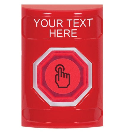 Safety Technology SS2006ZA-EN | Red No Cover Momentary (Illuminated) With Red Lens Stopper Station With Non-Returnable Custom Text Label English