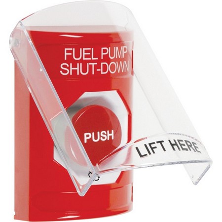Safety Technology SS2021PS-EN | Red Indoor Only Flush-To-Reset Stopper Station With Fuel Pump Shut Down Label English