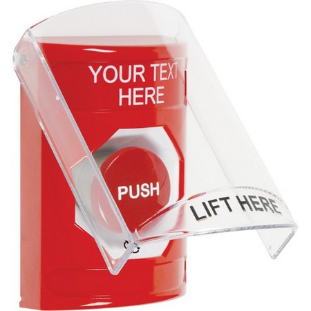 Safety Technology SS2021ZA-EN | Red Indoor Only Flush-To-Reset Stopper Station With Non-Returnable Custom Text Label English