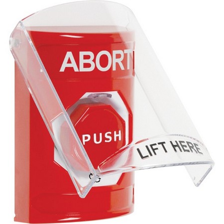 Safety Technology SS2029AB-EN | Red Indoor Only Flush-To-Reset (Illuminated) Stopper Station With Abort Label English