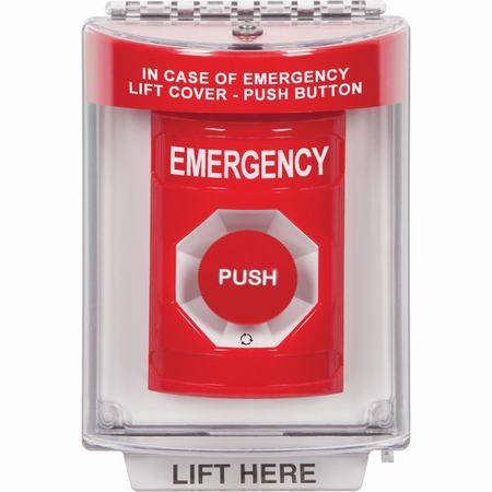 Safety Technology SS2031EM-EN | Red Indoor/Outdoor Flush Turn-To-Reset Stopper Station With Emergency Label English