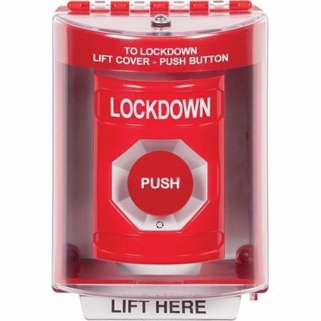 Safety Technology SS2071LD-EN | Red Indoor/Outdoor Surface Turn-To-Reset Stopper Station With Lockdown Label English