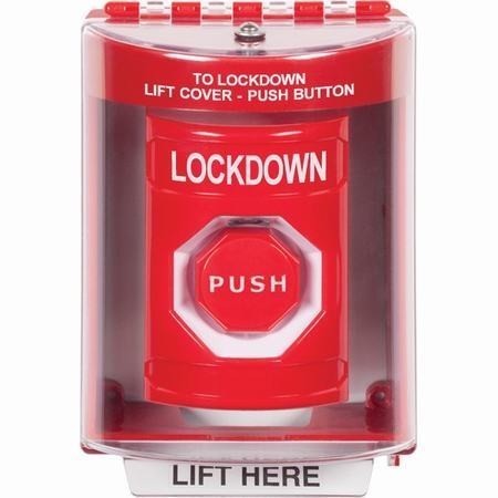 Safety Technology SS2072LD-EN | Red Indoor/Outdoor Surface Key-To-Reset (Illuminated) Stopper Station With Lockdown Label English