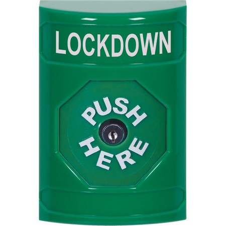 Safety Technology SS2100LD-EN | Green No Cover Key-To-Reset Stopper Station With Lockdown Label English