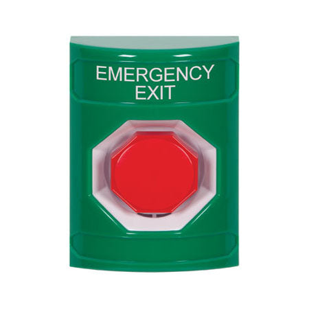 Safety Technology SS2102EX-EN | Green No Cover Key-To-Reset (Illuminated) Stopper Station With Emergency Exit Label English