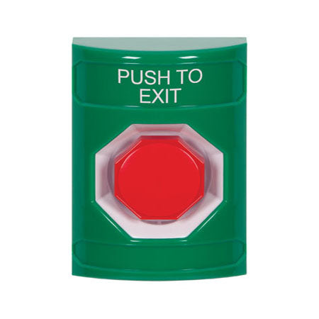 Safety Technology SS2105PX-EN | Green No Cover Momentary (Illuminated) Stopper Station With Push To Exit Label English