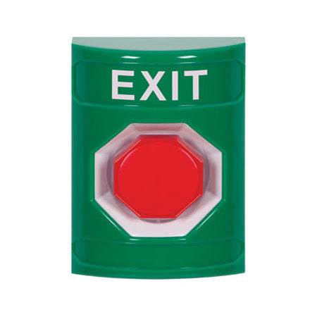 Safety Technology SS2105XT-EN | Green No Cover Momentary (Illuminated) Stopper Station With Exit Label English