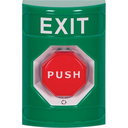 Safety Technology SS2109XT-EN | Green No Cover Turn-To-Reset (Illuminated) Stopper Station With Exit Label English