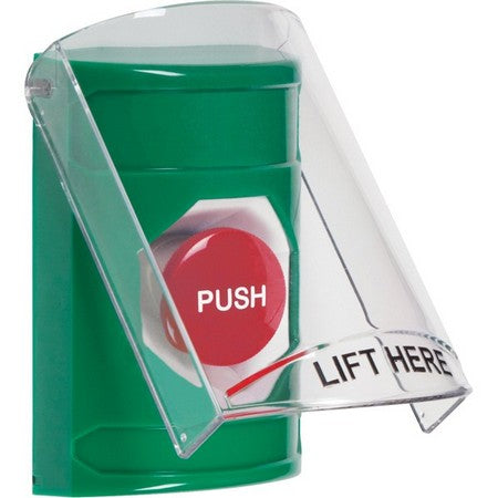 Safety Technology SS2124NT-EN | Green Indoor Only Flush Or Surface Momentary Stopper Station With No Text Label English