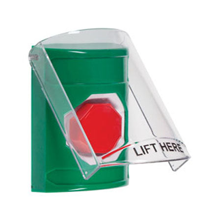 Safety Technology SS2125NT-EN | Green Indoor Only Flush Or Surface Momentary (Illuminated) Stopper Station With No Text Label English