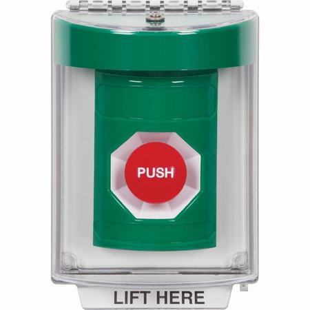 Safety Technology SS2134NT-EN | Green Indoor/Outdoor Flush Momentary Stopper Station With No Text Label English