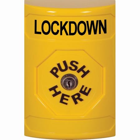 Safety Technology SS2200LD-EN | Yellow No Cover Key-To-Reset Stopper Station With Lockdown Label English