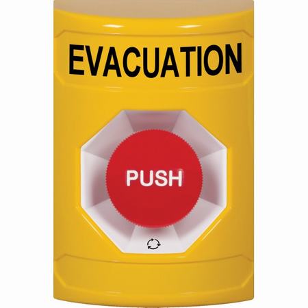 Safety Technology SS2201EV-EN | Yellow No Cover Turn-To-Reset Stopper Station With Evacuation Label English