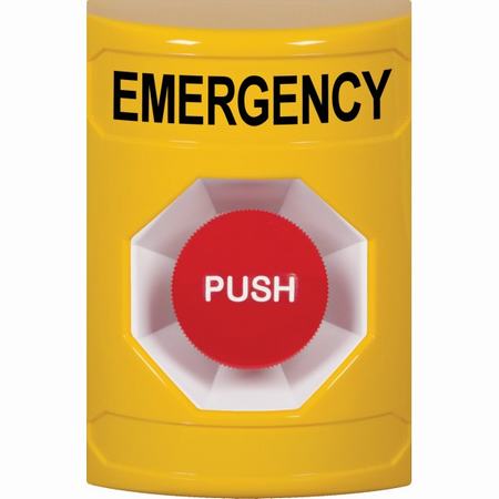 Safety Technology SS2204EM-EN | Yellow No Cover Momentary Stopper Station With Emergency Label English