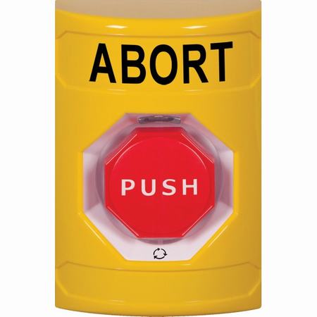 Safety Technology SS2209AB-EN | Yellow No Cover Turn-To-Reset (Illuminated) Stopper Station With Abort Label English