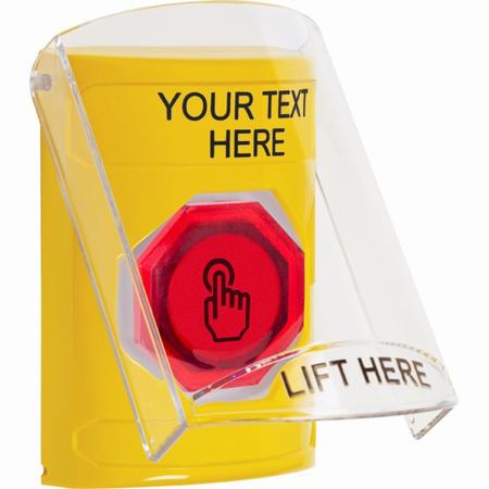 Safety Technology SS2226ZA-EN | Yellow Indoor Only Flush Or Surface Momentary (Illuminated) With Red Lens Stopper Station