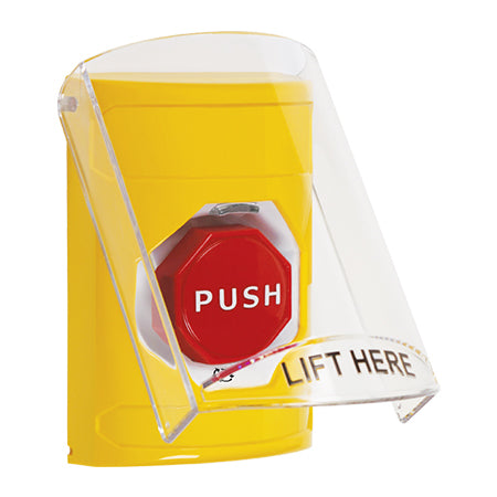 Safety Technology SS2229NT-EN | Yellow Indoor Only Flush-To-Reset (Illuminated) Stopper Station With No Text Label English
