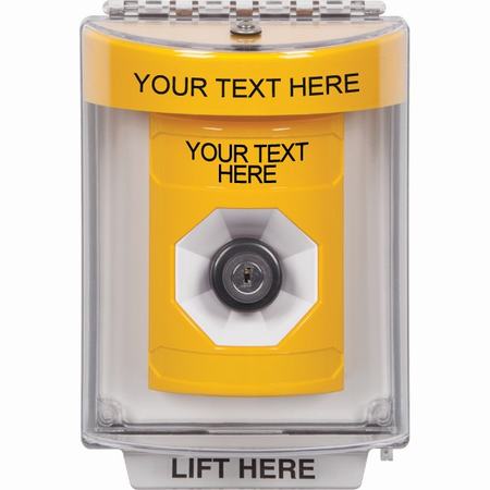 Safety Technology SS2233ZA-EN | Yellow Indoor/Outdoor Flush Key-To-Activate Stopper Station With Non-Returnable Custom Text Label English
