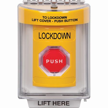 Safety Technology SS2239LD-EN | Yellow Indoor/Outdoor Flush Turn-To-Reset (Illuminated) Stopper Station With Lockdown Label English