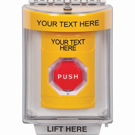 Safety Technology SS2239ZA-EN | Yellow Indoor/Outdoor Flush Turn-To-Reset (Illuminated) Stopper Station With Non-Returnable Custom Text Label English