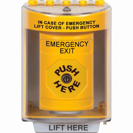 Safety Technology SS2270EX-EN | Yellow Indoor/Outdoor Surface Key-To-Reset Stopper Station With Emergency Exit Label English