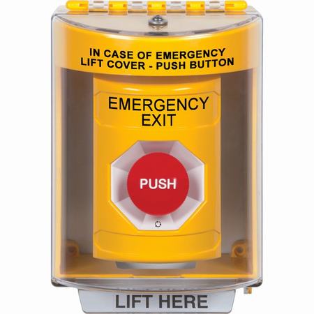 Safety Technology SS2271EX-EN | Yellow Indoor/Outdoor Surface Turn-To-Reset Stopper Station With Emergency Exit Label English