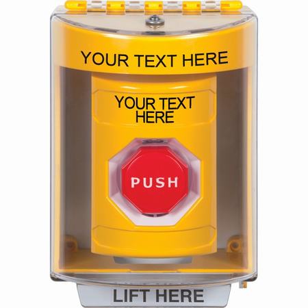 Safety Technology SS2278ZA-EN | Yellow Indoor/Outdoor Surface Pneumatic (Illuminated) Stopper Station With Non-Returnable Custom Text Label English
