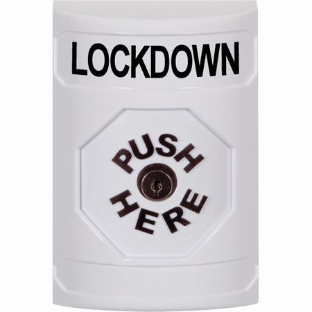 Safety Technology SS2300LD-EN | White No Cover Key-To-Reset Stopper Station With Lockdown Label English