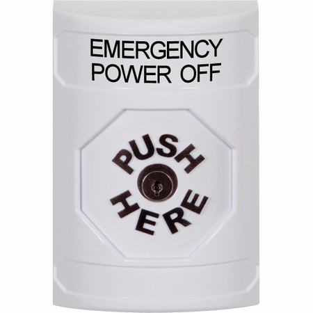 Safety Technology SS2300PO-EN | White No Cover Key-To-Reset Stopper Station With Emergency Power Off Label English