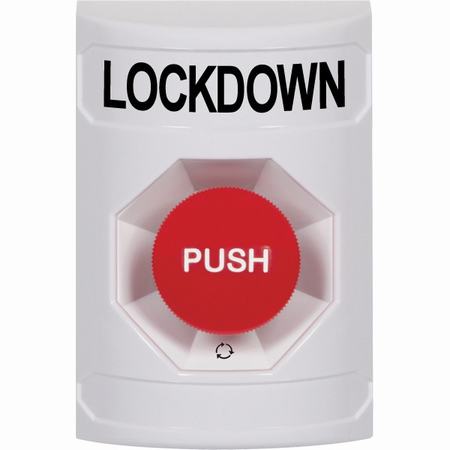 Safety Technology SS2301LD-EN | White No Cover Turn-To-Reset Stopper Station With Lockdown Label English