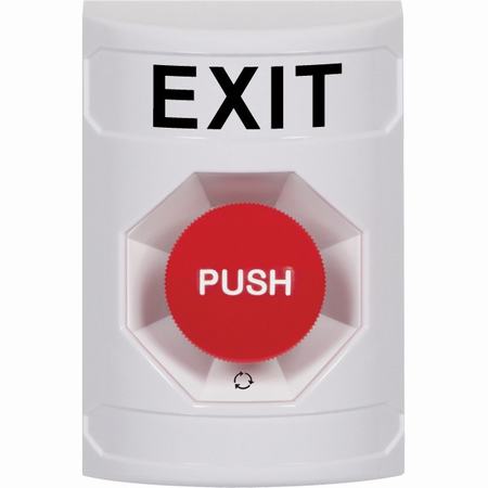 Safety Technology SS2301XT-EN | White No Cover Turn-To-Reset Stopper Station With Exit Label English