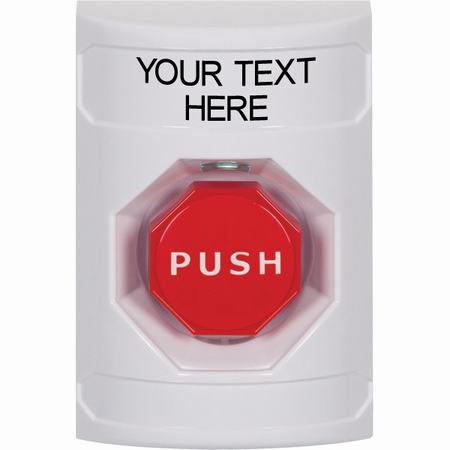 Safety Technology SS2302ZA-EN | White No Cover Key-To-Reset (Illuminated) Stopper Station With Non-Returnable Custom Text Label English