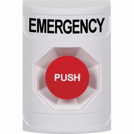Safety Technology SS2304EM-EN | White No Cover Momentary Stopper Station With Emergency Label English
